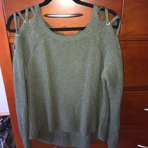 Olive green cut out sweater